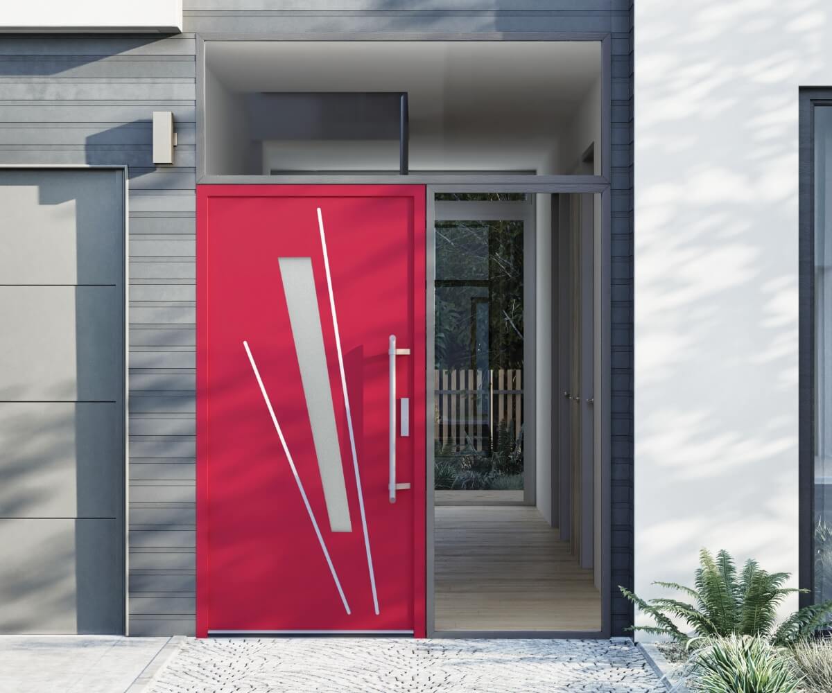 Czerwone drzwi zewnętrzne vetrex model unique